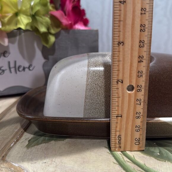 Vintage 70s Mikasa Studio Kiln Stoneware Butter Dish Potters Art Line Ben Seibel - Picture 11 of 14